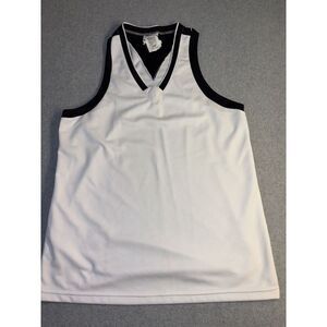 Worth Womens Tank Top Size Large White Black Sleeveless Scoop Neck Knit